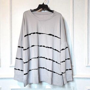 Women’s Plus Gray and Black Striped Sweatshirt 2XL 5X NWOT